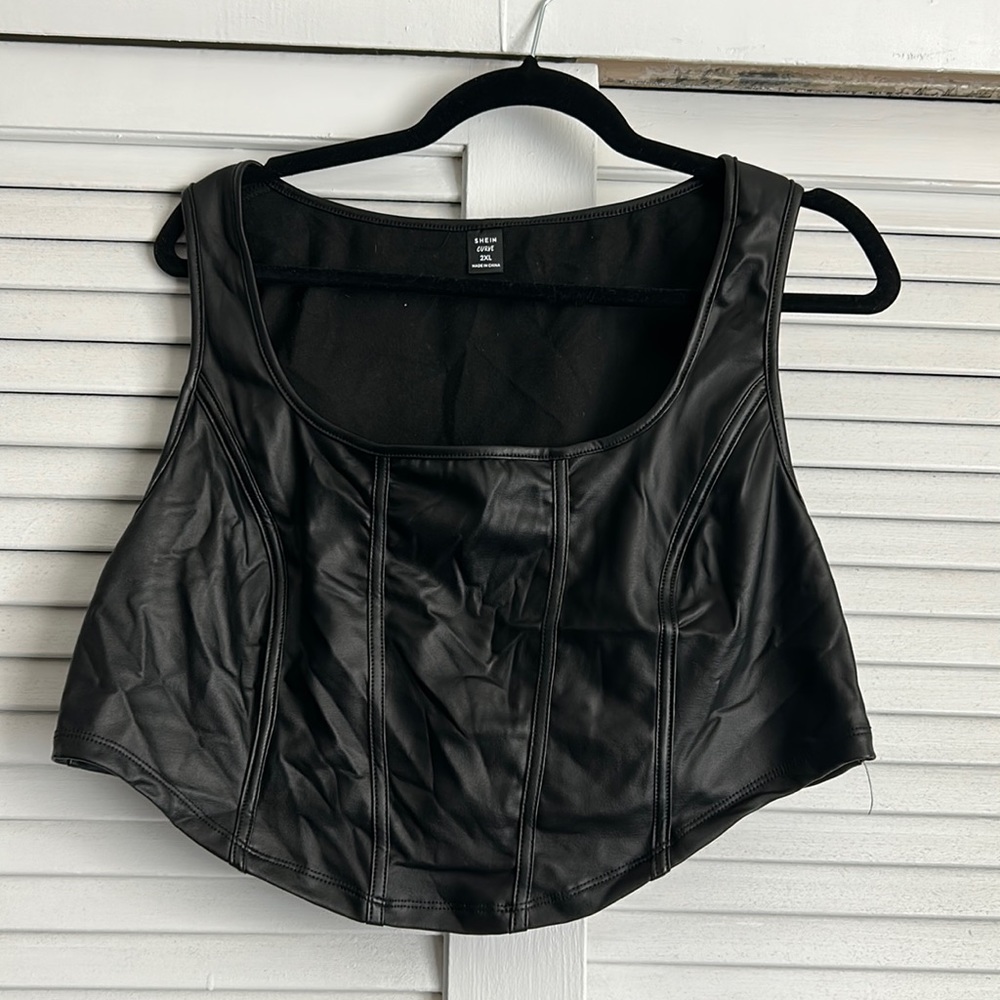 Faux leather crop top